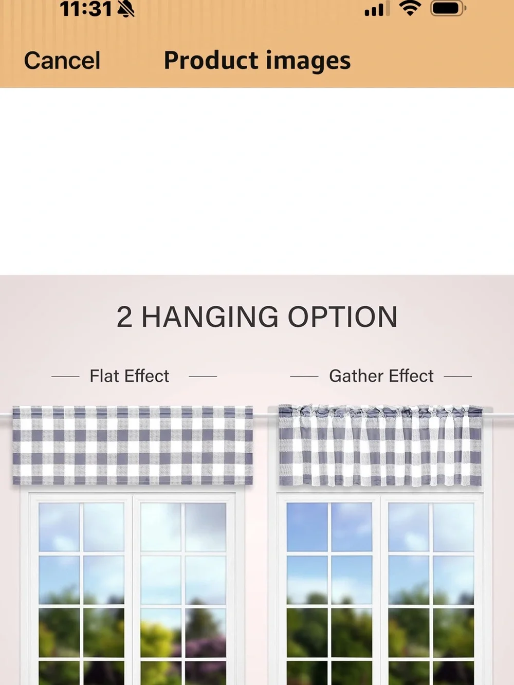 🩶 Gray Buffalo Check Kitchen Valance (2) NEW